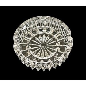 Vintage Lead Crystal Cut Clear‎ Glass Cigar Cigarette Ashtray 3.5" Excellent